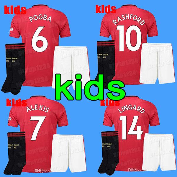 19 20 kids kit manchester lukaku soccer jersey home 2019 2020 Man pogba alexis RASHFORD LINGARD united football shirt