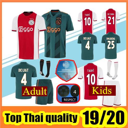 Top quality 2019 2020 Ajax FC Away Soccer Jerseys uniforms 18 19 DOLBERG ZIYECH HUNTELAAR YOUNES MEN Ajax Football Shirt kit with socks