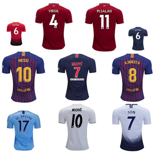 Mens 8 A.INIESTA Jerseys 7 MBAPPE 10 MESSI 4 VIRGIL 17 DE BRUYNE 11 M.SALAH Home Away Camisetas Futbol Camisas Maillot Football Shirt