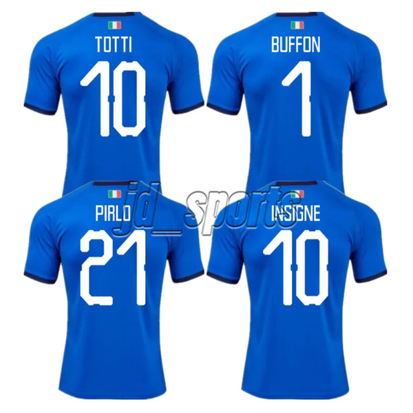 2018 World Cup Italy Home Adults Futbol Camisa Totti Pirlo Insigne Del Piero Soccer Jerseys Italia Football Camiseta Shirt Kit Maillot