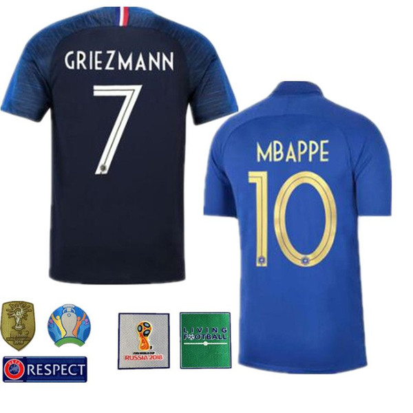 2018-2019 2 Stars Centenary Griezmann Mbappé Pogba Soccer Jerseys Futbol Camisa Football 100 years Camisetas Shirt Kit Maillot Maglia