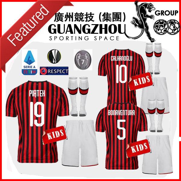 AC KIDS MILAN 19 20 soccer jersey 2019 CHILD football shirt HIGUAIN PAQUETA BORINI PIATEK CALDARA JERSEY Camisa CALHANOGLU PIATEK maillot