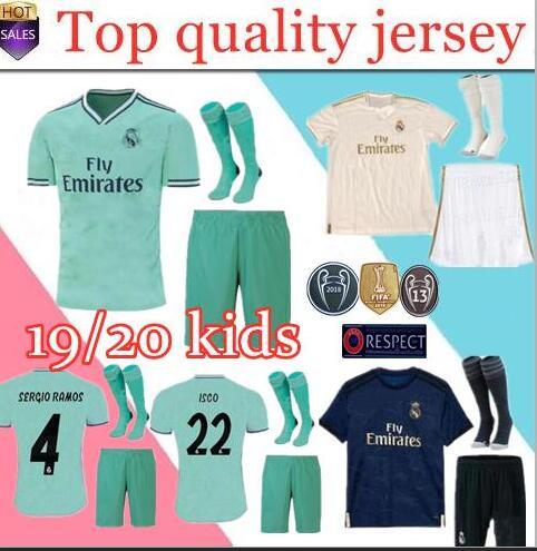 KIDS kit+SOCKS 2019 2020 real Madrid home soccer jerseys Kit 19 20 away 3rd modric MODRIC ASENSIO ISCO RAMOS Marcelo BALE Football Shirt