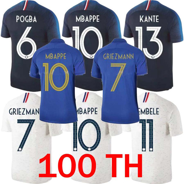 2 stars 2019 European Cup ZIDANE MBAPPE UMTITI Soccer Jersey GRIEZMANN POGBA PAVARD Shirt 19 20 KANTE 100th anniversary football Uniform