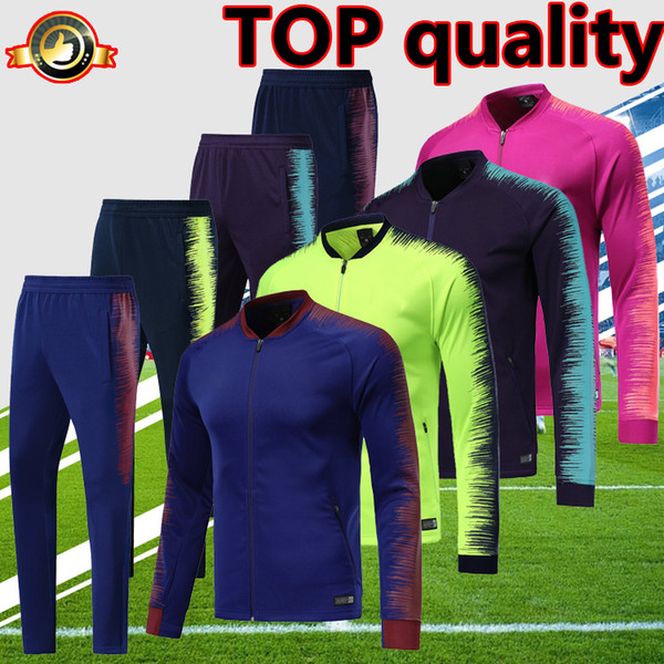 2019 spain barcelona soccer jacket tracksuit Fluorescent green Royal Blue 18 19 top quality long sleeve football jacket trousers kit