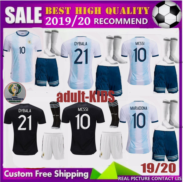 Copa America 2019 men kids Argentina soccer jersey 2020 adult child KITS 19 20 MESSI DYBALA MARADONA AGUERO DI MARIA HIGUAIN football shirts