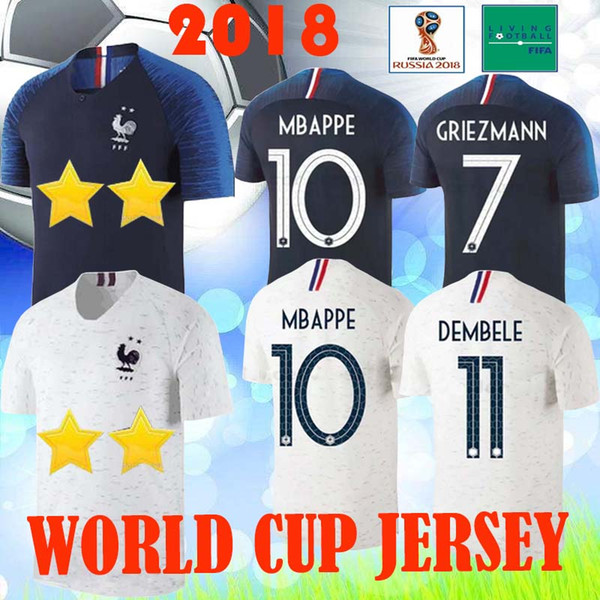 Thailand Soccer jerseys 2018 world cup Maillot de foot equipe GRIEZMANN POGBA MBAPPE KANTE DEMBELE GIROUD football shirt uniforms 2 stars