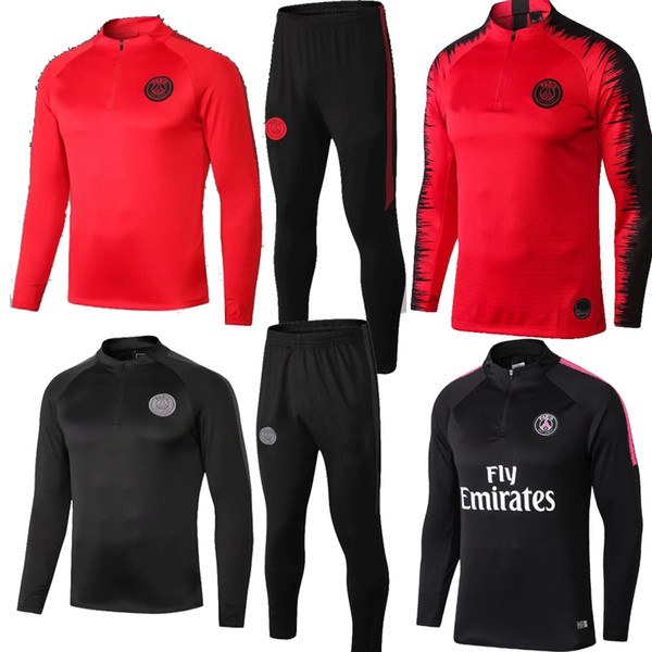 New MBAPPE PSG black red football tracksuits jacket 18 19 thia quality LUCAS white full Football Training suit jacket sets 2019