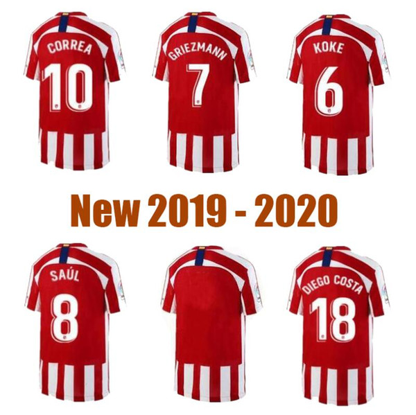 New 19 20 man S-XXL GRIEZMANN Madrid home Soccer Jersey KOKE Soccer Shirt Customized SAUL DIEGO COSTA 2020 atletico football