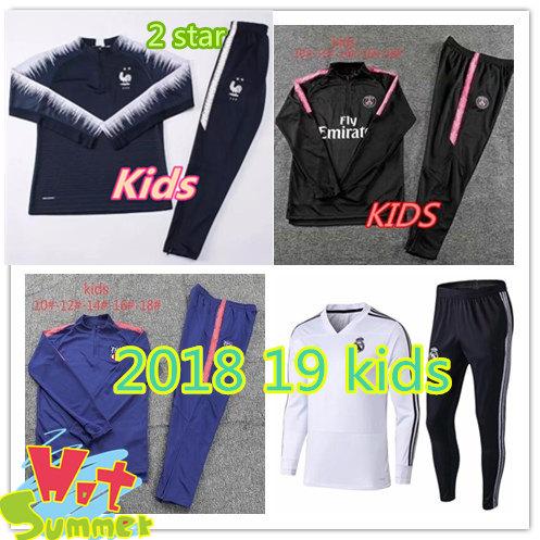 2 stars Frances Ajax Real Madrid Soccer MBAPPE MATUIDI tracksuit training 2018-2019 kids Football jacket DYBALA 18 19 soccer tracksuit suit