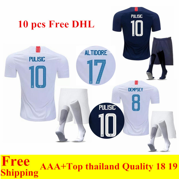 2018 United States World Cup home away soccer Jerseys PULISIC 10 DEMPSEY BRADLEY 18 19 USA Mens maillot de foot football Kits S-XL