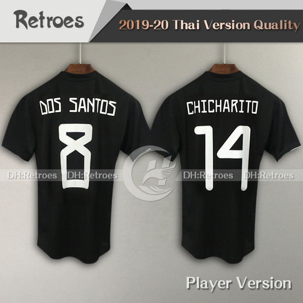 Player Version 2019 Mexico CCCF Gold Cup Soccer Jersey 19 20 Mexico Home #14 CHICHARITO H.LOZANO G.DOS SANTOS black football Shirt