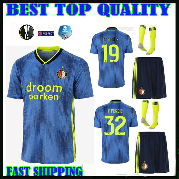 19 20 Feyenoord soccer jerseys away blue yellow 19 20 Europa League V.PERSIE JORGENSEN Berghuis Toornstra VILHENA kids kit football shirts