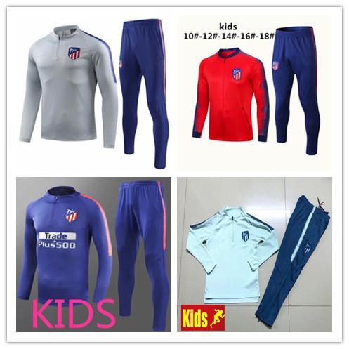 kids 2018/19 atletico tracksuit soccer Training suit soccer wear kids GRIEZMANN F TORRES KOKE 18/19 Madrid football jacket sets chandal