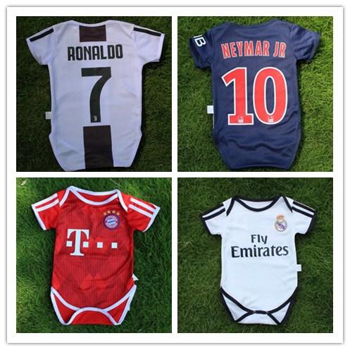 new 2018 Baby soccer Jerseys Juventus Bayern Real Madrid Baby Ronaldo Triangle Climb Clothes 18 19 baby's jerse