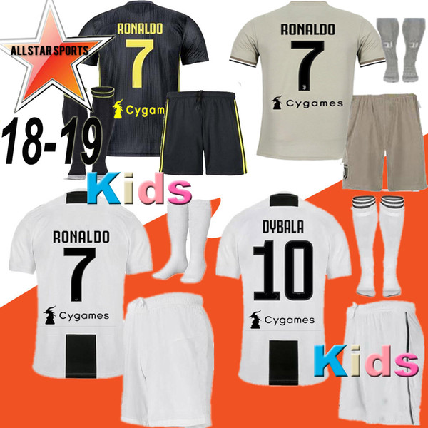 18 19 RONALDO JUVENTUS DYBALA HIGUAIN kids kit soccer jersey 2018-19 juve MARCHISIO MANDZUKIC CHIELLINI BUFFON child Football Shirt uniform