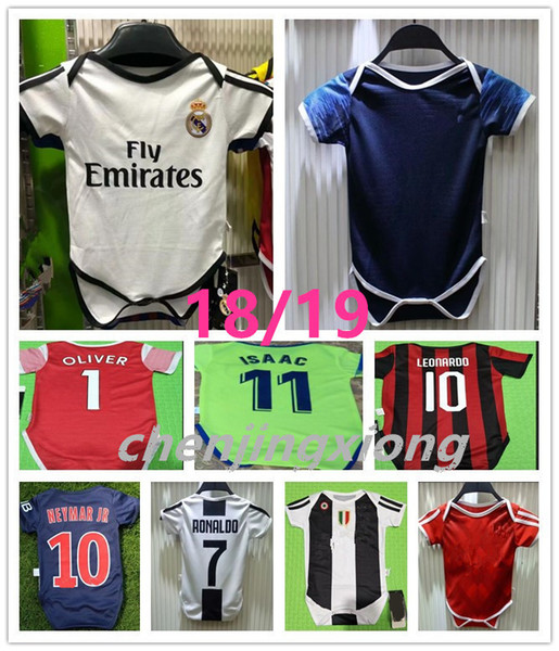 The latest baby jersey 1819 Real Madrid RONALDO 2 star MBAPPE baby jersey 2018/19 Real Madrid PsG 6-18 months baby shirt