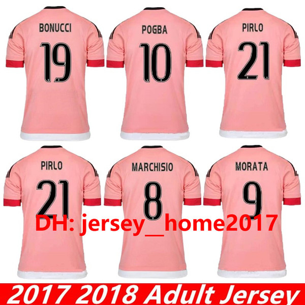 juventus Italy POGBA SOCCER JERSEYS 15 16 RONALDO DYBALA MANEZUKIC MORATA HIGUAIN MARCHISIO BUFFON Pink Blue MEN SOCCER FOOBALL SHIRT