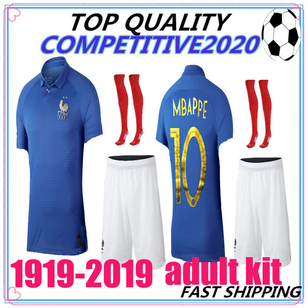 adult kit France 1919 2019 Special Edition Centenary soccer jerseyS HENRY long sleeve mbappe GIROUD maillot de foot ZIDANE football shirt