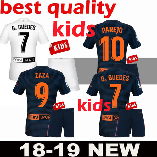 2019 CF valencia white soccer jersey Kids Kits 18 19 MINA PAREJO GAYA VIETTO GUEDES ZAZA G.GUEDES RODRIGO blue valencia football shirt