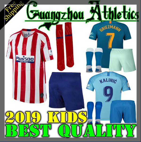 2019 Madrid kids kit GRIEZMANN Madrid home Soccer Jersey KOKE Soccer Shirt Customized SAUL DIEGO COSTA 19 20 atletico boy short football