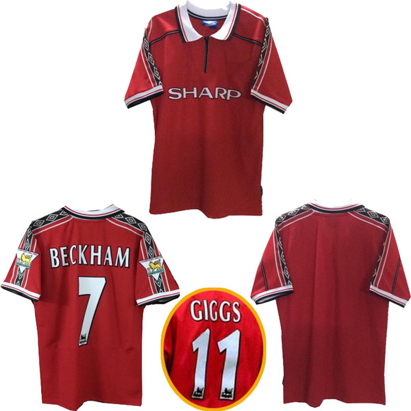 Thai quality 1998 1999 Man Unite retro soccer jerseys 1998 1999 BECKHAM Giggs football shirt 1998 1999 Man Unite Legendary retro jersey