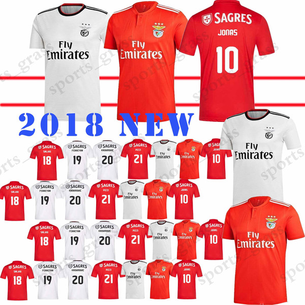 Benfica 10 Jonas Soccer Jersey Home Red SEFEROVIC GABRIEL KALAICA SALVIO Soccer shirt Away ZIVKOVIC ELISEU Football uniforms