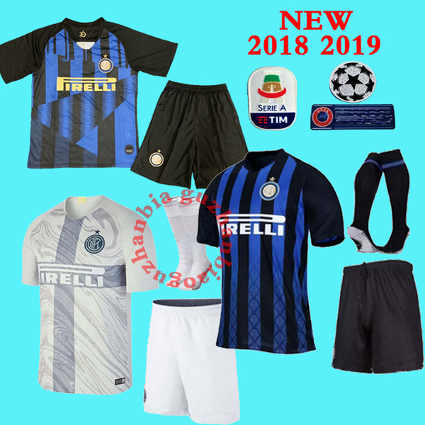 2018/19 inters 20TH Soccer jersey adult kit with socks CANDREVA ICARDI PERISIC 18/19 full Set with Sock Maillot de foot football shirts kit
