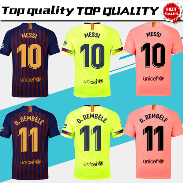 2019 #10 Messi Home Soccer jersey Football League Club 18/19 Away #3 PIQUE #4 I.RAKITIC #7 COUTINHO Short Sleeve Third Football Uniforms