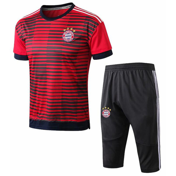 2018 2019 New Bayern Short Sleeve 3/4 pants Tracksuit NEUER HUMMELS THIAGO RIBERY LEWANDOWSKI ROBBEN RODRIGUEZ shirt Training suit adult kit