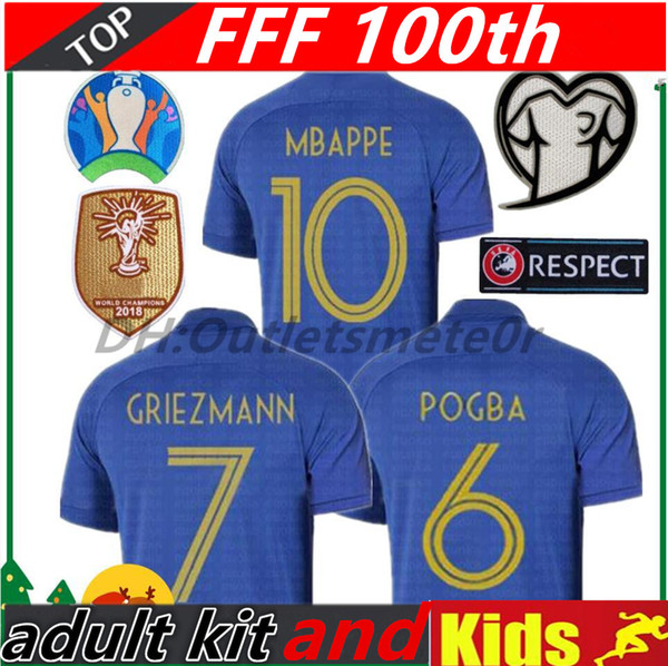 France 1919-2019 Special Edition Centenary soccer jersey HENRY 19 20 mbappe 100th kante maillot de foot ZIDANE equipe kids football shirt