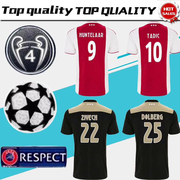 Ajax home red white Soccer Jerseys 18/19 Ajax away Soccer Shirt 2019 #10 TADIC #21 DE JONG #25 DOLBERG #22 ZIYEC football uniform size S-4XL