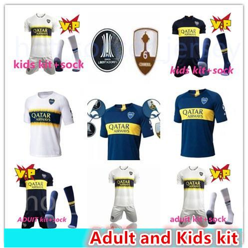 17 18 Boca Juniors Adult and kids Soccer Uniforms Short Sleeve 18 19 Boca Juniors Soccer Jersey Shorts + Socks Boc Football 3RD Soccer kits