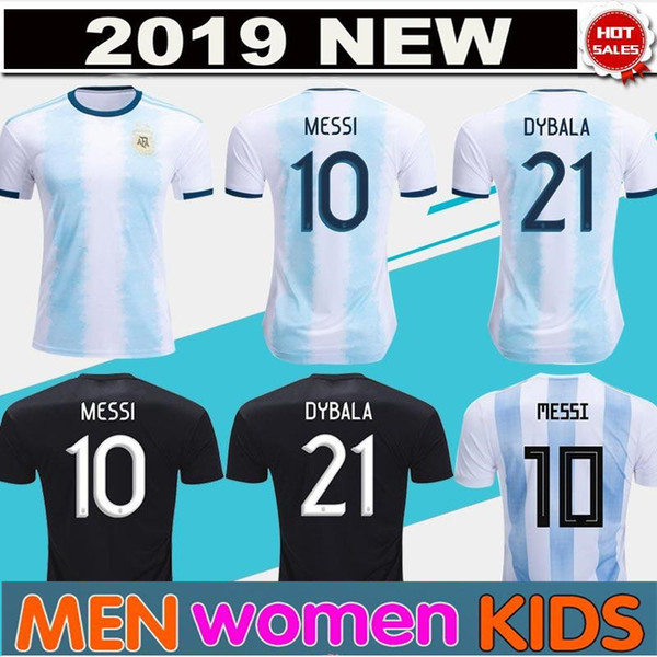 2019 Argentina Soccer Jerseys Argentina Home women Shirt 2018 #10 MESSI #9 AGUERO #21DYBALA #11 DI MARIA away kids kit football uniform