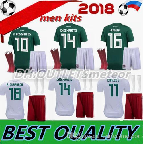 2018 World Cup Mexico adult kit+socks Soccer Jersey National Team CHICHARITO GUARDADO HERRERA 18/19 G . DOS SANTOS Football shirt