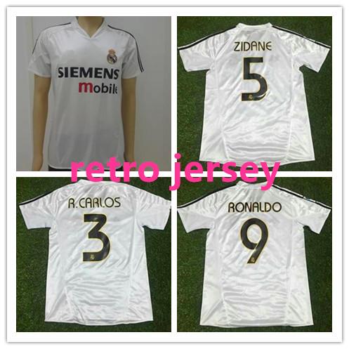 2004 2005 real madrid jersey retro vintage classic 04 05 ZIDANE BECKHAM RONALDO CARLOS RAUL camisetas futbol maillot de foot free shipping