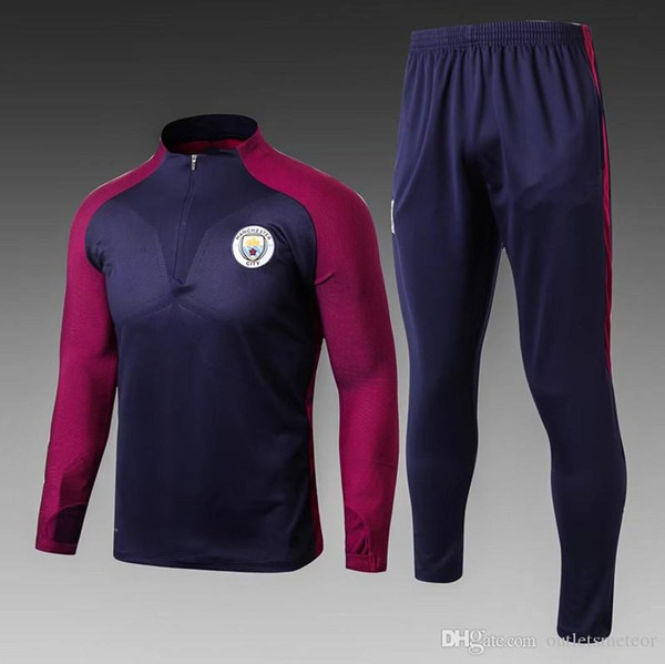 2017 2018 new MEN MC City Tranning KITS outfits Tracksuits Jacket Pants DE BYUYNE KUN AGUERO 17 18 training suit chandal sportswear