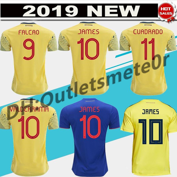 2019 Colombia soccer Jersey Colombia Home yellow Soccer shirt 2018 #10 JAMES #9 FALCAO #11 CUADRADO Thai away blue Football uniform