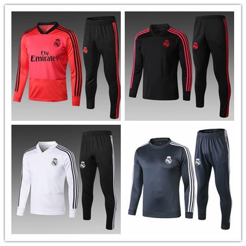 2018/19 Real Madrid tracksuit men's soccer chandal football tracksuit 2018/19 adult training suit skinny pants Sportswear