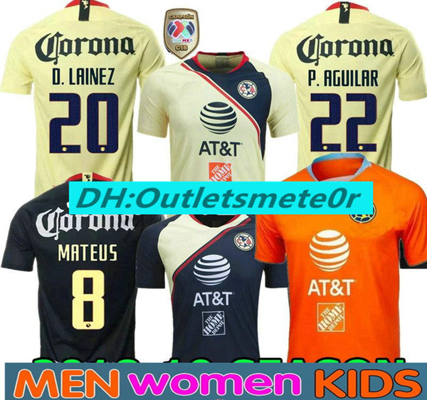 2018 2019 away Mexico club third green WOMEN Football Shirt kids kit R.SAMBUEZA P.AGUILAR 18 19 home America Yellow jersey soccer C.DOMINGUE