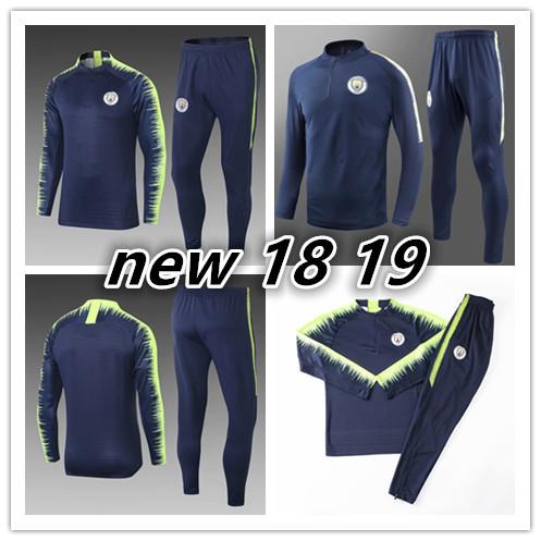 2018-19 new MEN MC City Tranning KITS outfits Tracksuits Jacket Pants DE BYUYNE KUN AGUERO 18-19 training suit chandal sportswear