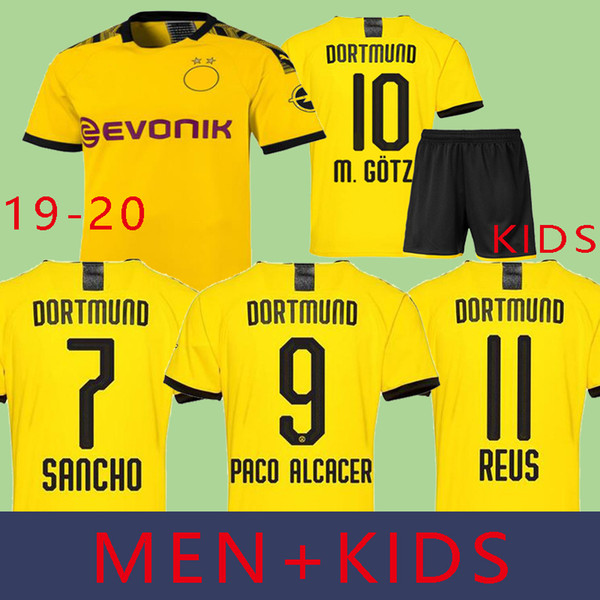 19 20 Dortmund Soccer Jersey REUS SANCHO Football Shirt KAGAWA WITSEL GOTZE ACHRAF 2019 2020 BVB SANCHO Sport Uniform Men Kids SPORTS Kits