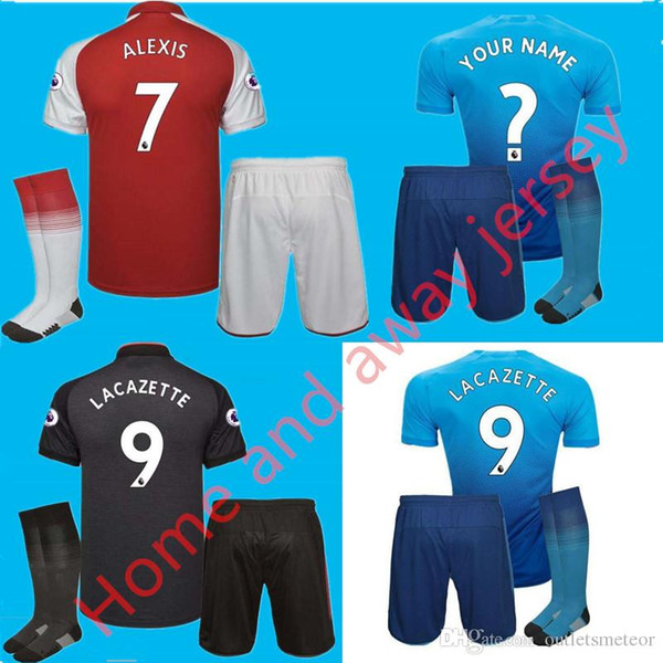 Home and away Jersey kits + Socks 17 18 OZIL ALEXIS WILSHERE Soccer Jersey 17 18 RAMSEY GIBBS CHAMBERS XHAKA WALCOTT GIROUD football shirt