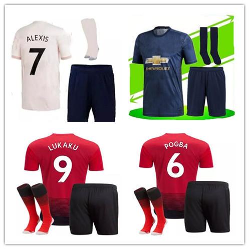 manchester SOCCER JERSEY 2018/19 Adult kit +SOCKS POGBA ALEXIS LUKAKU KITS MAILLOT DE FOOT UNITED football shirt KITS with socks