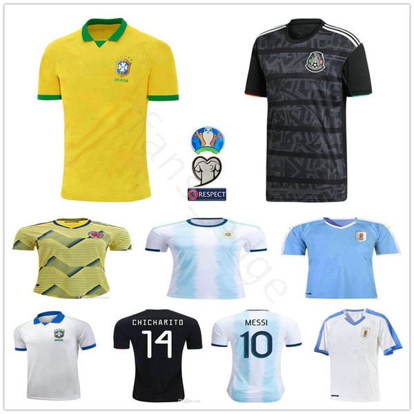 2019 Copa America Soccer Jerseys Argentina Messi Brasil Colombia James Mexico CHICHARITO Uruguay L.Suarez Custom Home Away Football Shirt