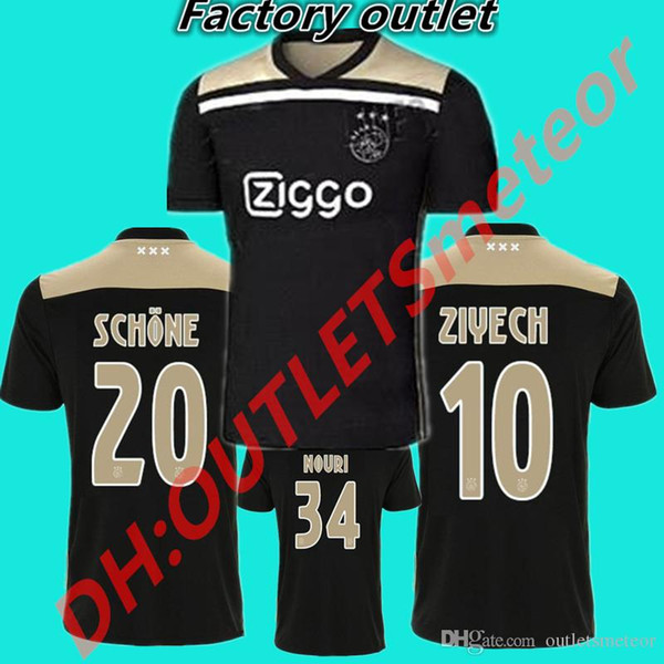 Ajax blacker Soccer Jersey 18/19 Ajax FC Soccer Jerseys away Shirt 2018 Customized #10 KLAASSEN #34 NOURI football uniform