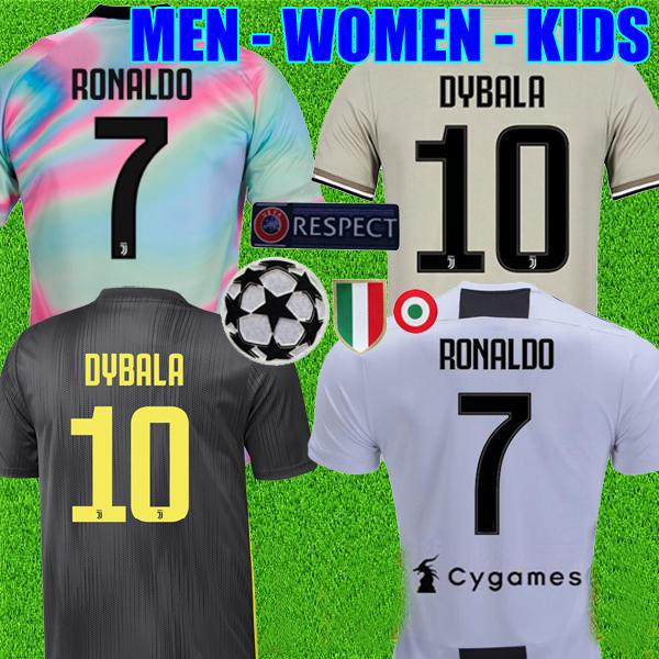 Thailand RONALDO Juventus 2019 champion league soccer jerseys DYBALA 18 19 Sports football kit shirt MEN WOMEN KIDS JUVE