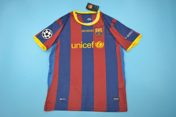 10 11 Milito David Villa Xavi Puyol Retro Soccer Jersey Vintage Football Shirt Camisa 2010 2011 Camiseta de Futbol Maillot MAGLIA Calcio