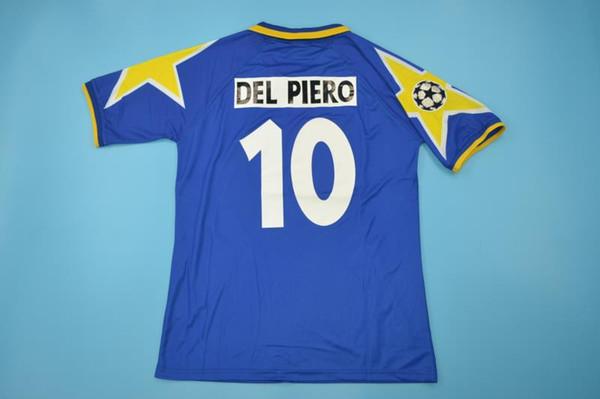 95-96 champion league jerseys DEL PIERO Ravanelli Sousa Deschamps Ferrara Vialli Conte away blue Retor jerseys classic Rugby Jerseys