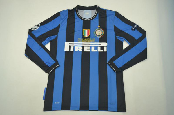 2010 UCL final inter home long sleeves match worn retro jerseys Stankovic Chivu Pandev Zanetti Sneijder Milito vantage classic rugby jerseys